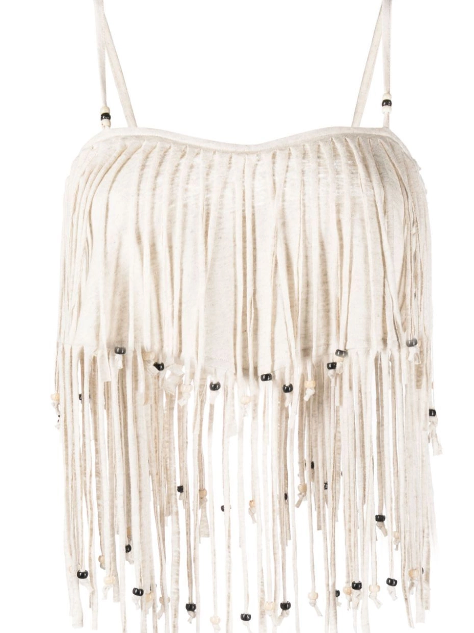 bead-detail top Women Monsoon crop Alanui fringed 0426